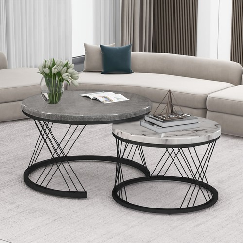 Round nesting coffee table set - round,