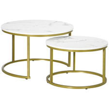 HOMCOM Marble Coffee Table Set