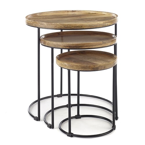 Round solid wood nest 3 - wood,
